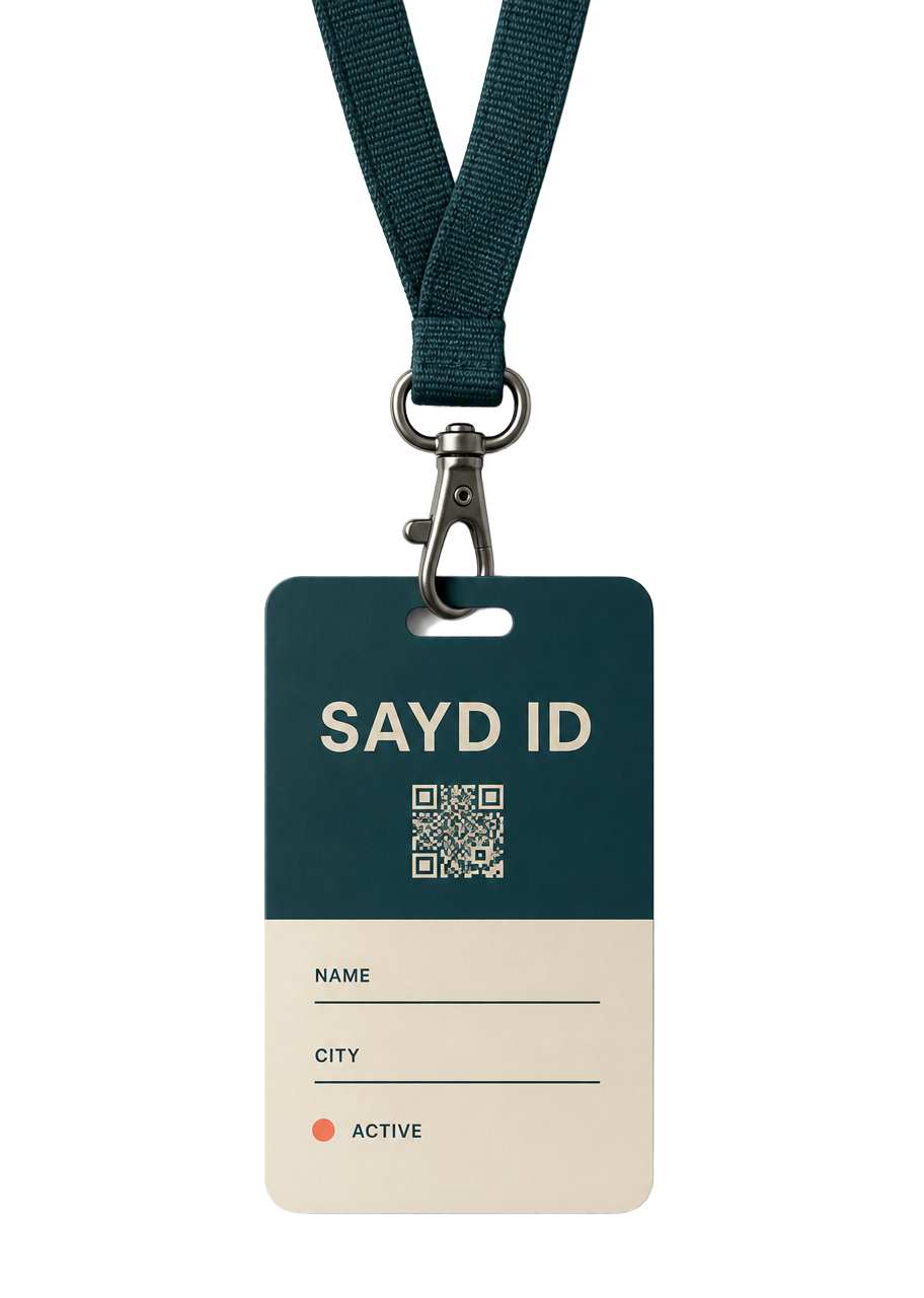Badge SAYD ID avec ruban collier